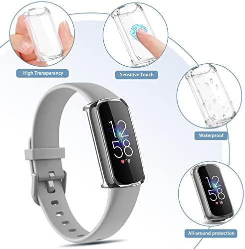 Vanjua תואם למארז מגן מסך Fitbit Luxe, [4 חבילות] TPU רך מלא סביב פגוש כיסוי מגן לאביזרי שעון חכם Luxe Luxe